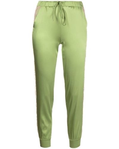 Carine Gilson Pantalones de chándal con paneles de encaje - Verde