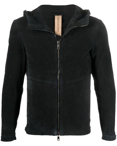 Giorgio Brato Zipped Fitted Leather Hoodie - Black
