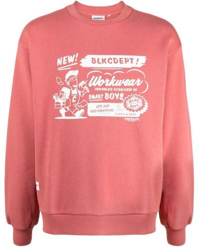 Chocoolate Sweater Met Print - Roze