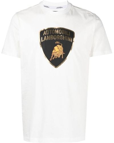 Automobili Lamborghini T-shirt Met Logoprint - Wit