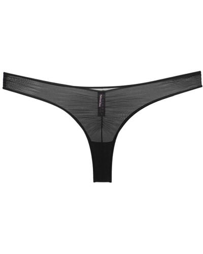 Maison Close Semi-sheer Draped Thong - Black