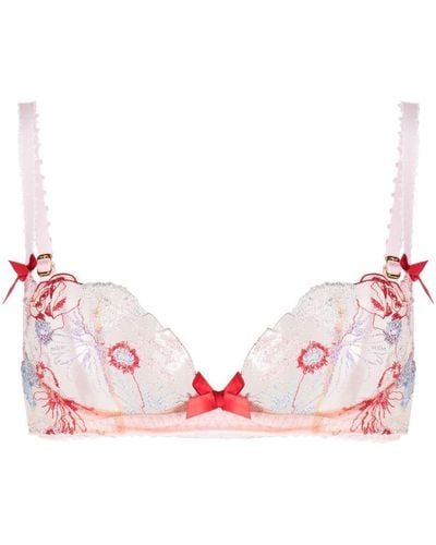 Agent Provocateur Embroidered-design Lace-panel Bra - Pink