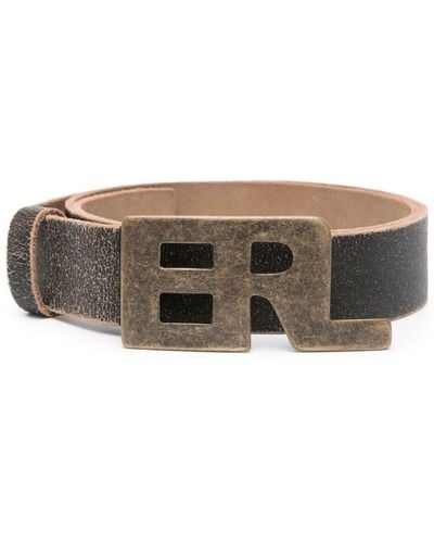 ERL Logo-buckle Leather Belt - Brown