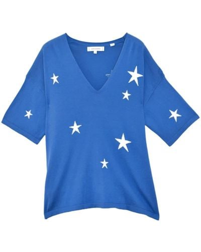 Chinti & Parker T-Shirt mit Intarsien-Sternen - Blau