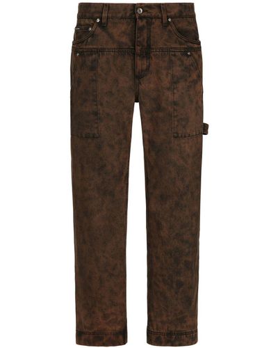 Dolce & Gabbana Bleached Straight-leg Jeans - Brown