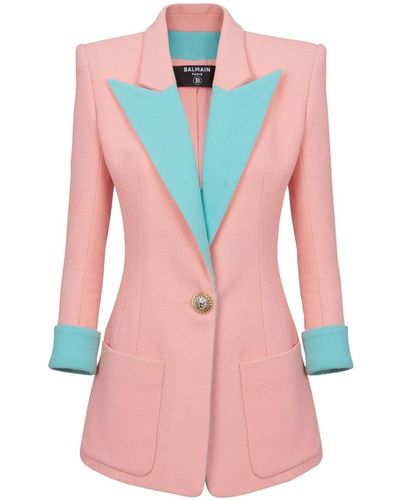 Balmain Two-tone Virgin Wool Jacket - Pink