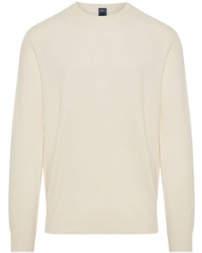 Fedeli Cotton Crew Neck Sweater - White