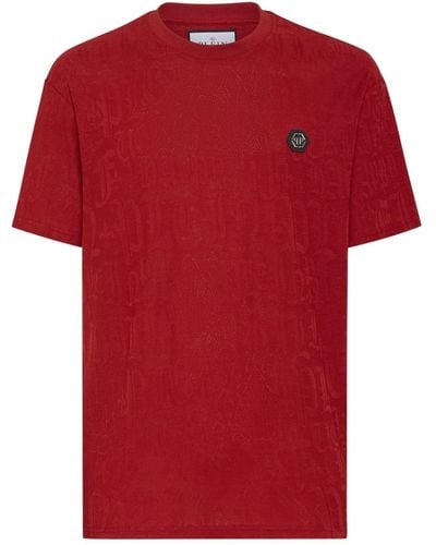 Philipp Plein Ss Monogram Cotton T-shirt - Red
