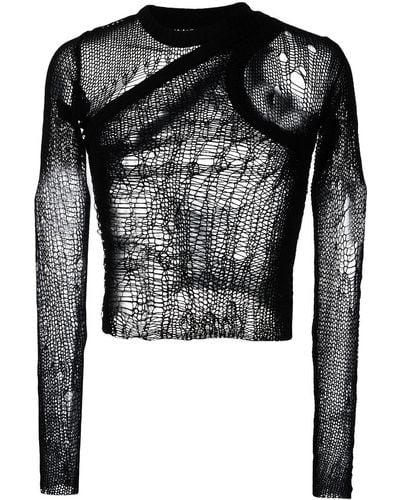 Rick Owens Banana Net ダメージ セーター - ブラック