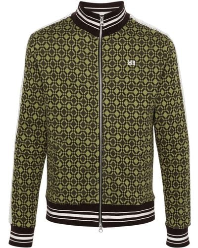 Wales Bonner Power Track Top Cotton Jacquard Olive Dark Brown - Green