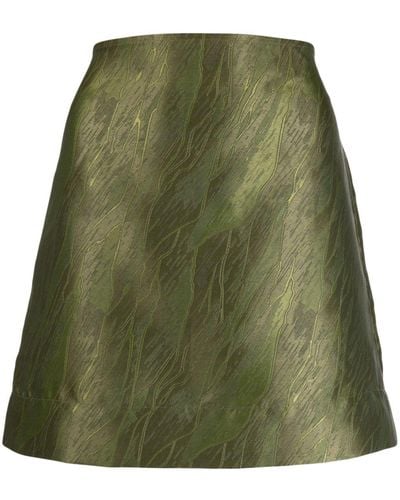 Ganni Jacquard Satin Miniskirt - Green