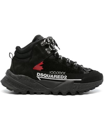 DSquared² Logo-print Panelled Hiking Boots - Black