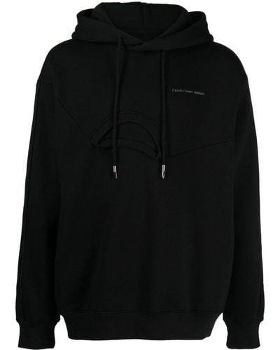 Feng Chen Wang Logo-embroidered Layered-detail Hoodie - Black