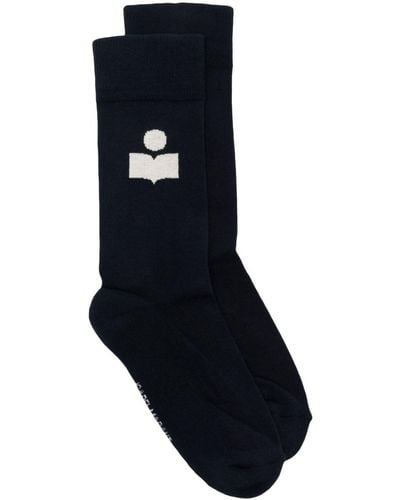Isabel Marant Intarsia-knit Logo Cotton Socks - Blue