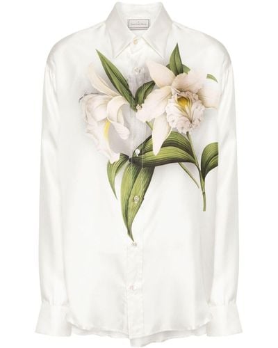 Pierre Louis Mascia Camisa con estampado floral - Blanco