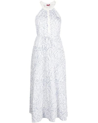 STAUD Lisette Leaf-print Midi Dress - White