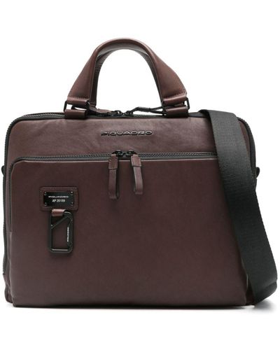 Piquadro Leather Laptop Bag - Brown