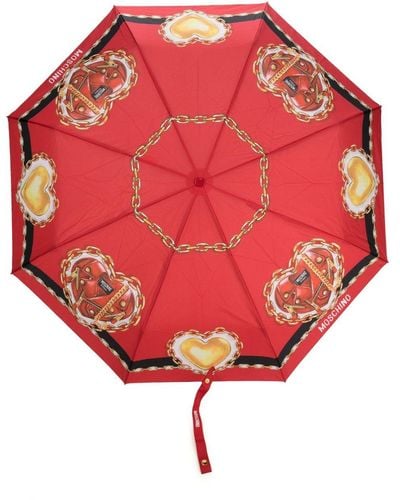 Moschino Regenschirm mit grafischem Print - Rot