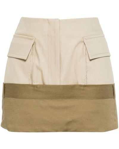 Litkovskaya Patchwork Cotton Miniskirt - Natural