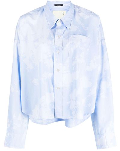 R13 Cloud-print Long-sleeved Shirt - Blue
