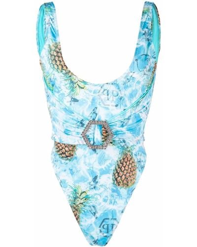 Philipp Plein Monokini con fibbia - Blu