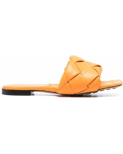 Bottega Veneta Lido Intrecciato Flat Sandals - Orange