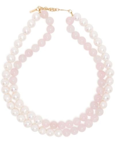 Completedworks Some Lost Time Pearl And Quartz Beaded Necklace - White