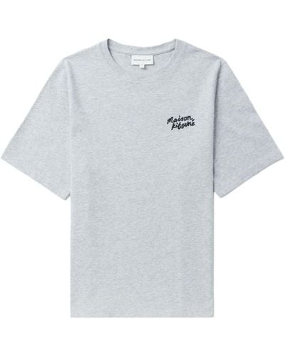 Maison Kitsuné Logo-embroidered Cotton T-shirt - Grey