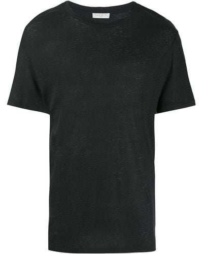 Sandro Round-neck Linen T-shirt - Black