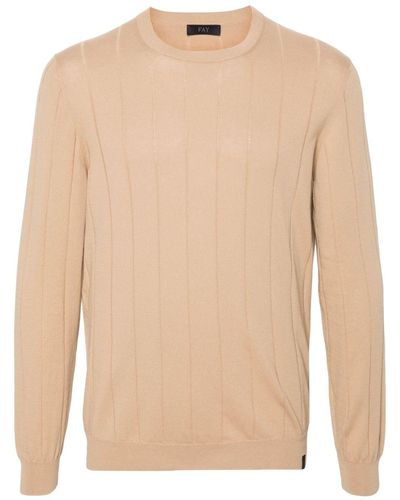 Fay Breit gerippter Pullover - Natur