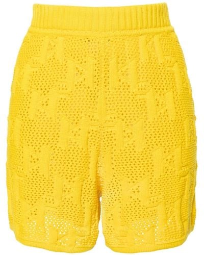 Karl Lagerfeld Crochet Cotton Mini Shorts - Yellow