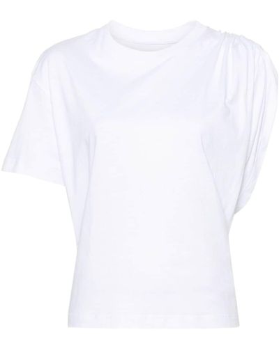 Laneus T-shirt en coton à design asymétrique - Blanc