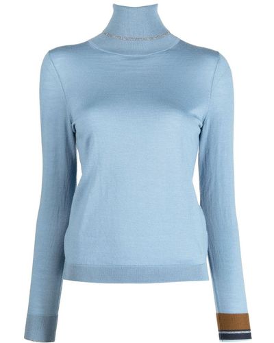PS by Paul Smith Roll-neck Long-sleeve Knitted Top - Blue