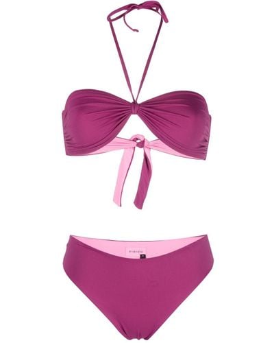 Fisico Ruched Bandeau Bikini Set - Pink