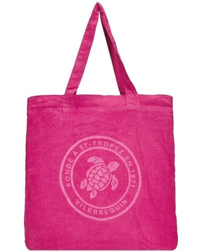 Vilebrequin Logo-print Linen Beach Bag - Pink