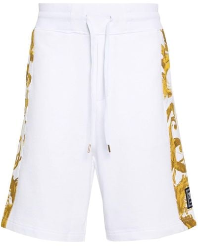 Versace ホワイト&ゴールド Watercolor Couture ショートパンツ