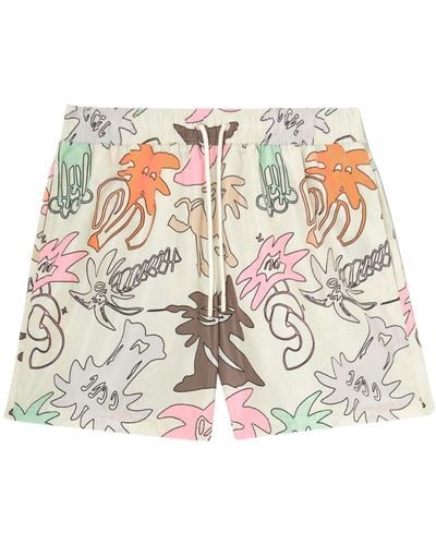 Palm Angels Palmity Allover-print Swim Shorts - White