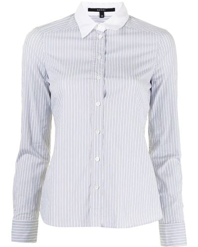 Gucci Contrast Collar Stripe-pattern Shirt - Blue