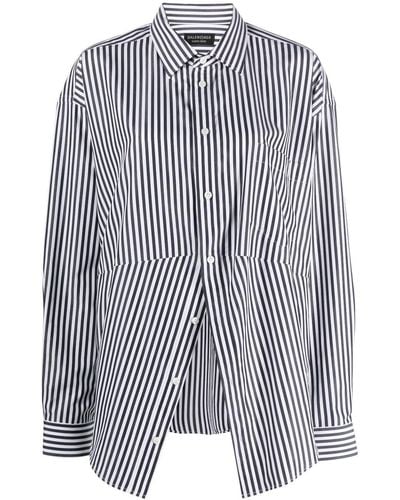 Balenciaga Swing Striped Cotton Shirt - Blue
