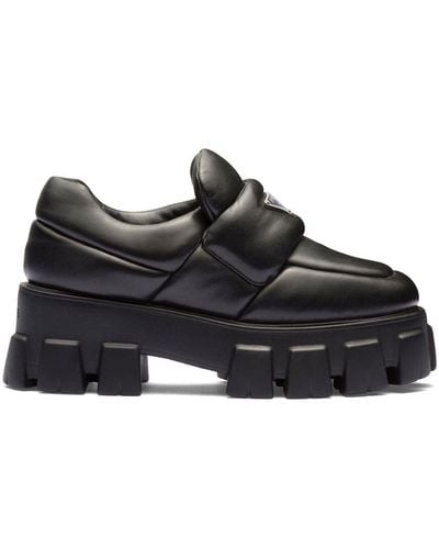 Prada Soft Padded Nappa Leather Loafers - Black