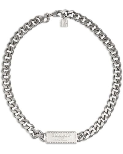 Balmain Signature Tubular Curb-chain Necklace - Metallic