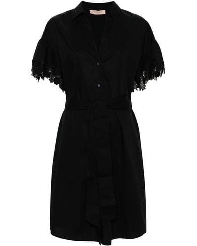 Twin Set Lace-detail Shirt Dress - Black