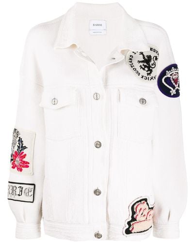 Barrie Oversized Patchwork Detailed Knitted Jacket - White