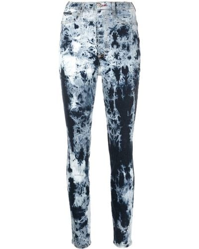 Philipp Plein Bleached High-waisted Skinny Jeans - Blue