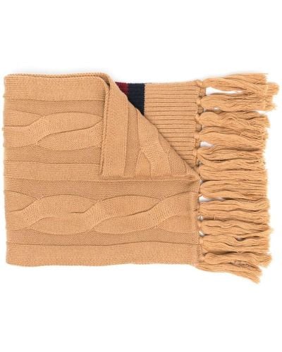Tommy Hilfiger Striped Cable-knit Scarf - Natural
