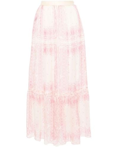 Philosophy Di Lorenzo Serafini Floral-print Silk Maxi Skirt - Pink