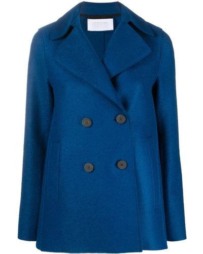 Harris Wharf London Veste en laine vierge à boutonnière croisée - Bleu