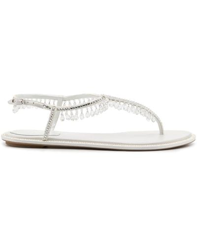 Rene Caovilla Crystal-embellished Sandals - White