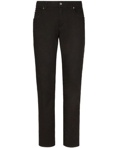 Dolce & Gabbana Logo-Plaque Slim-Fit Jeans - Black