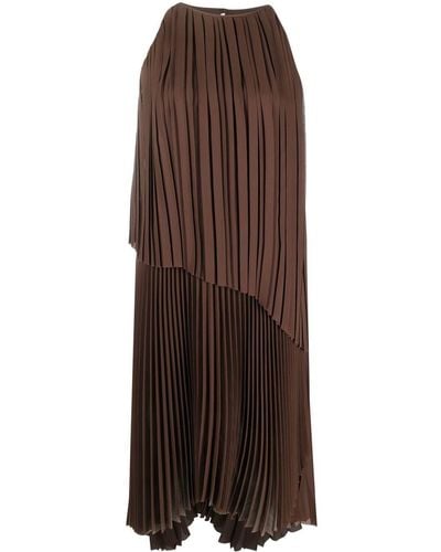 Fabiana Filippi Pleated Asymmetric Dress - Brown